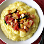 Cannellini Beans with Fresh Basil, Tomatoes, Capers and Zucchini over Polenta