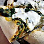 Please Vote For Me! – Curried Spinach and Onion Pizza on a Pumpkin Pizza Dough Crust