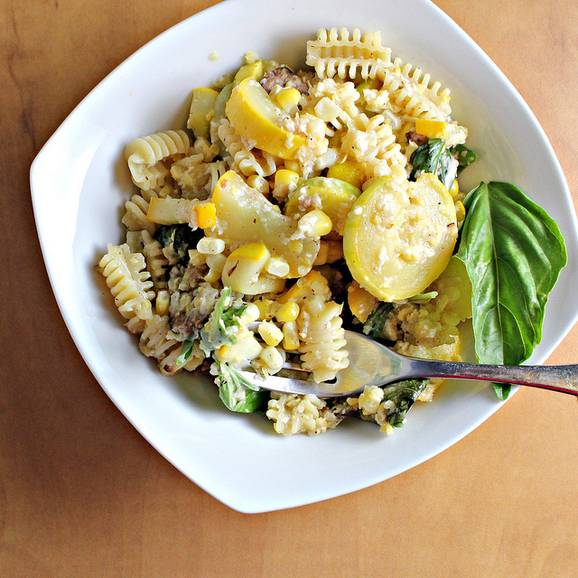 pasta with fresh corn pesto