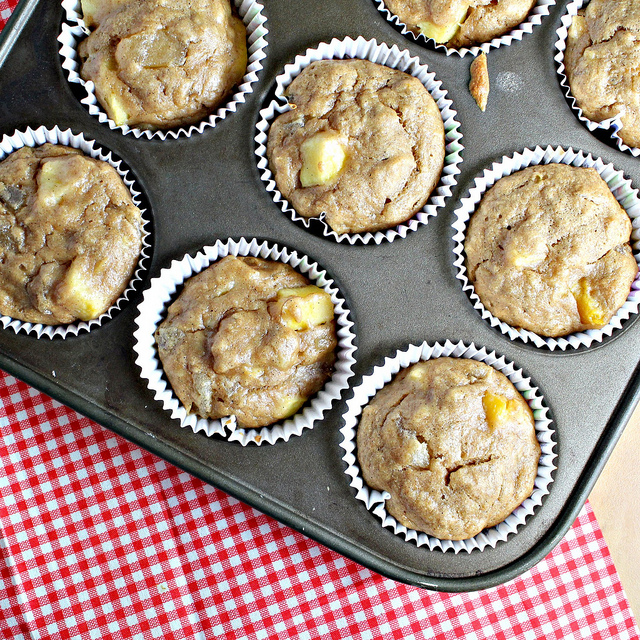 vegan mango banana muffins with crystallized ginger