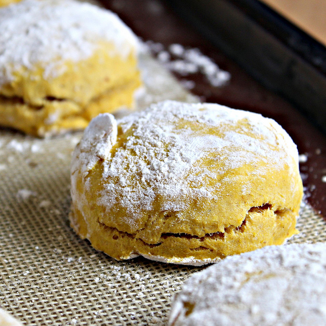 pumpkin biscuits with cranberry curd