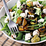 Spicy Squash Salad with Lentils, Brussels Sprouts and Goat Cheese