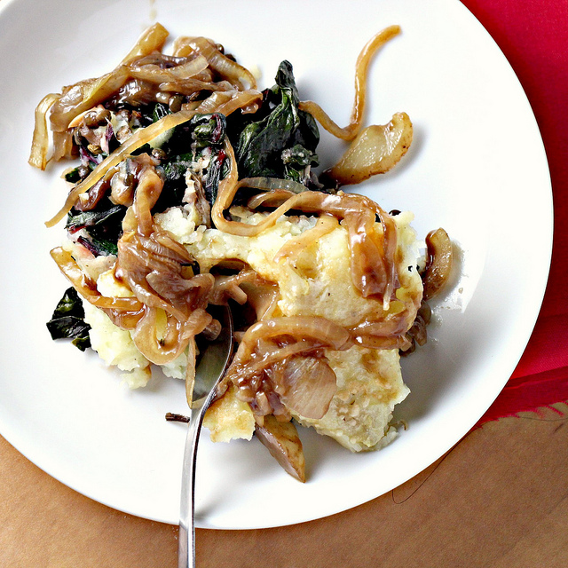 shepherds pie with chard-lentil filling