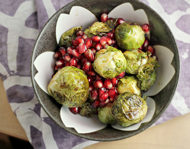 roasted brussels sprouts with pomegranates