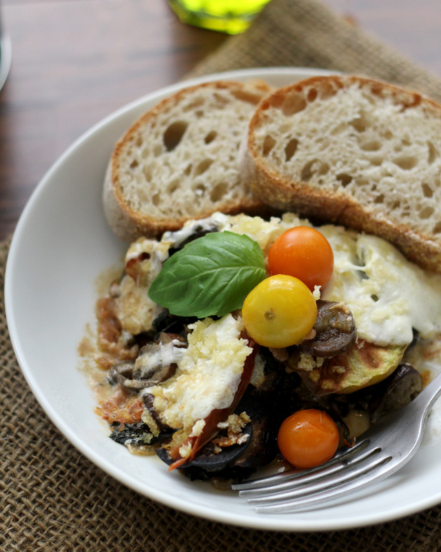 gratin with tomatoes, eggplant and chard