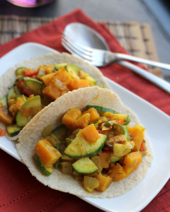 winter and summer squash curry tacos