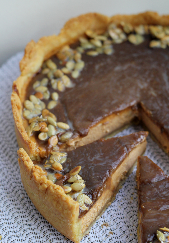 bourbon-pumpkin caramel tart