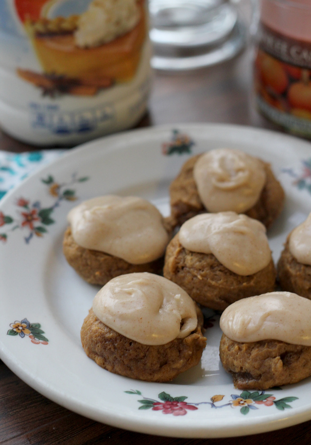 malted pumpkin cookies with brown butter frosting