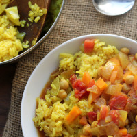 curried chickpea stew with rice pilaf from Eats Well With Others
