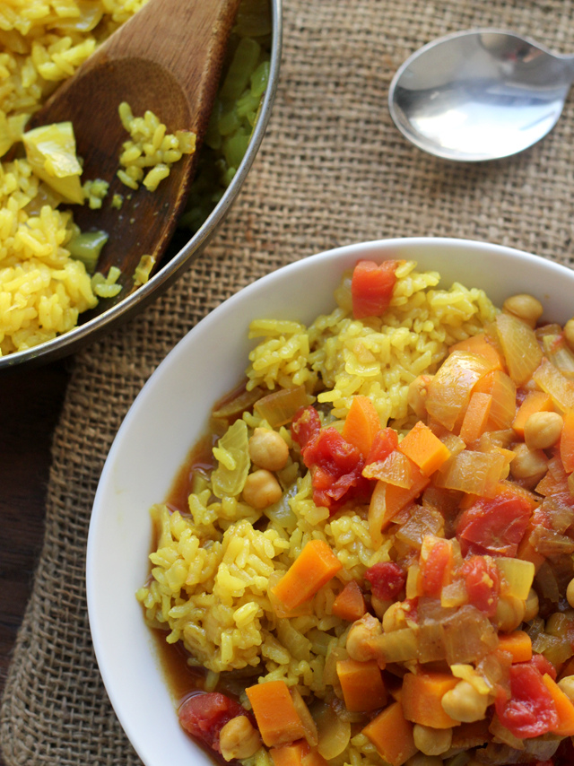 curried chickpea stew with rice pilaf from Eats Well With Others