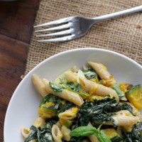 penne with butternut squash, kale and goat cheese