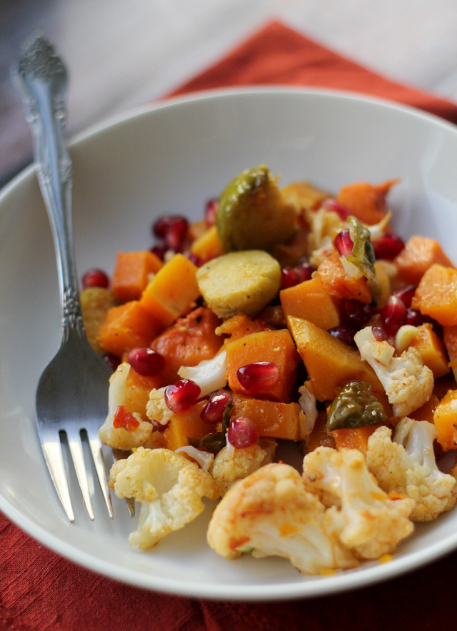 Roasted Butternut Squash, Brussels Sprout and Cauliflower Salad with ...