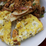 Roasted Delicata Squash and Goat Cheese Fritatta with an Apple Salad with Walnuts and Lime