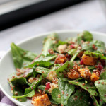 crispy quinoa and power greens salad with smoky meyer lemon vinaigrette