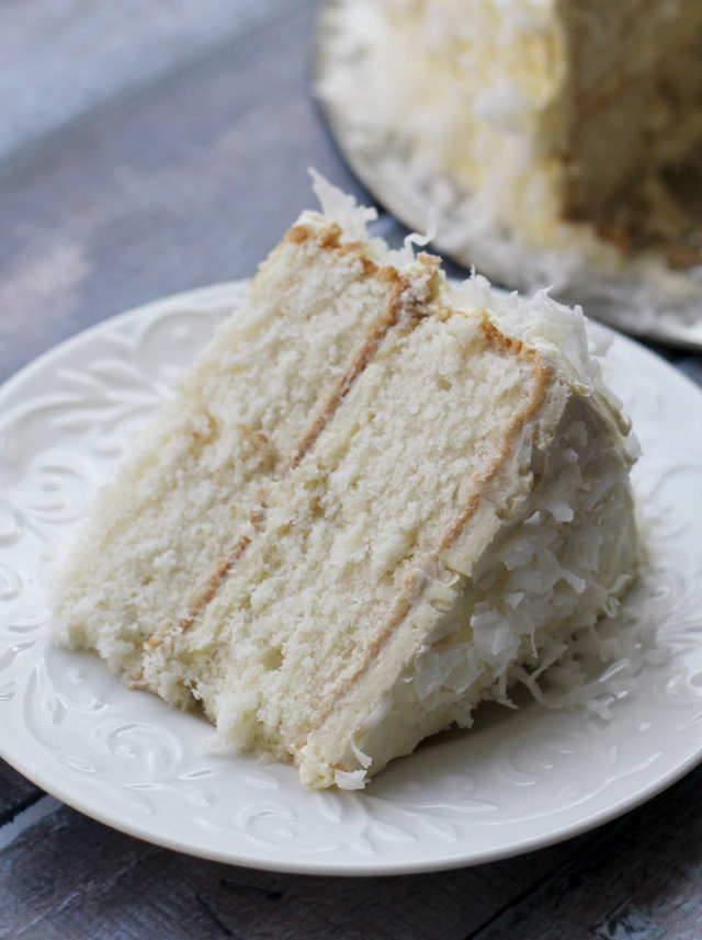 coconut cake with silk meringue buttercream