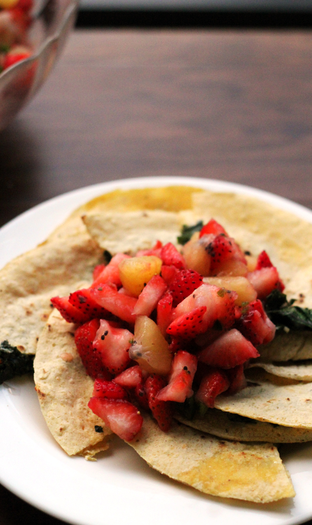 quesadillas with strawberry kiwi salsa