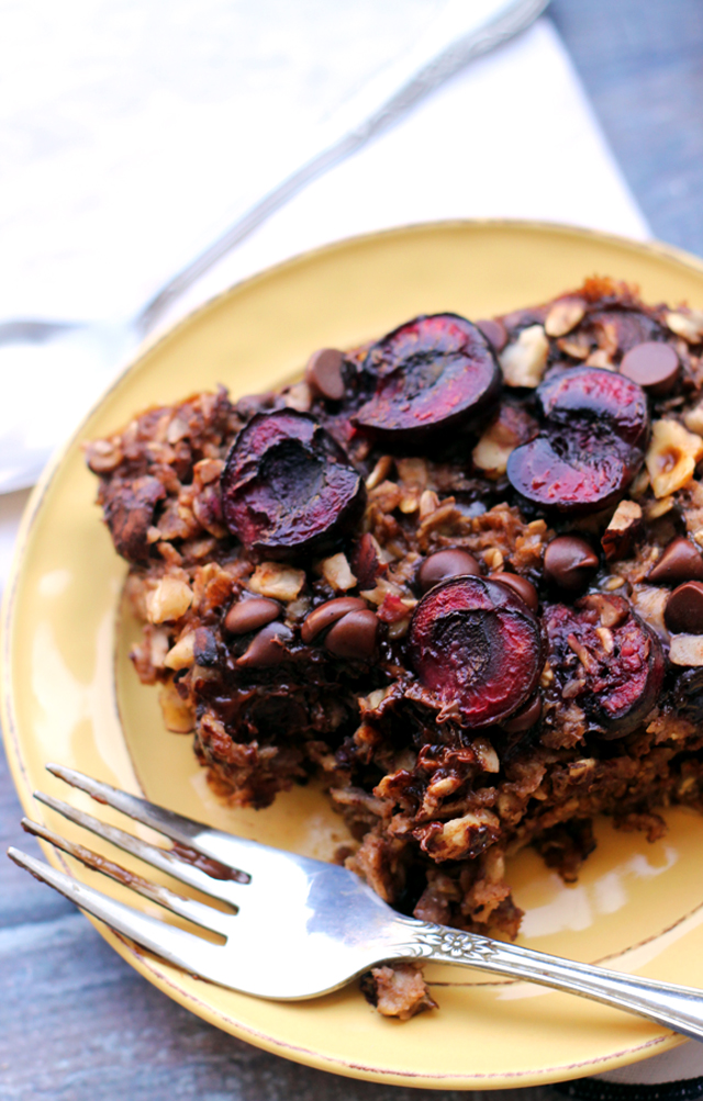 chocolate-covered cherry baked oatmeal