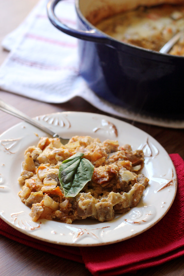 eggplant gratin in parmesan custard