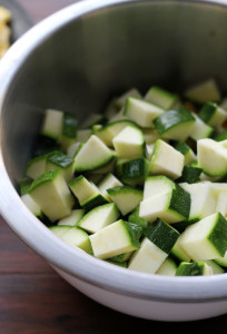 gnocchi with summer squash, corn, basil, and feta