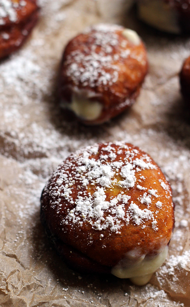 maple pumpkin donuts with a maple cream filling