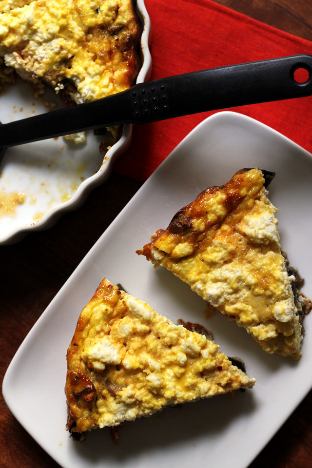 roasted eggplant, tomato, and ricotta fritatta