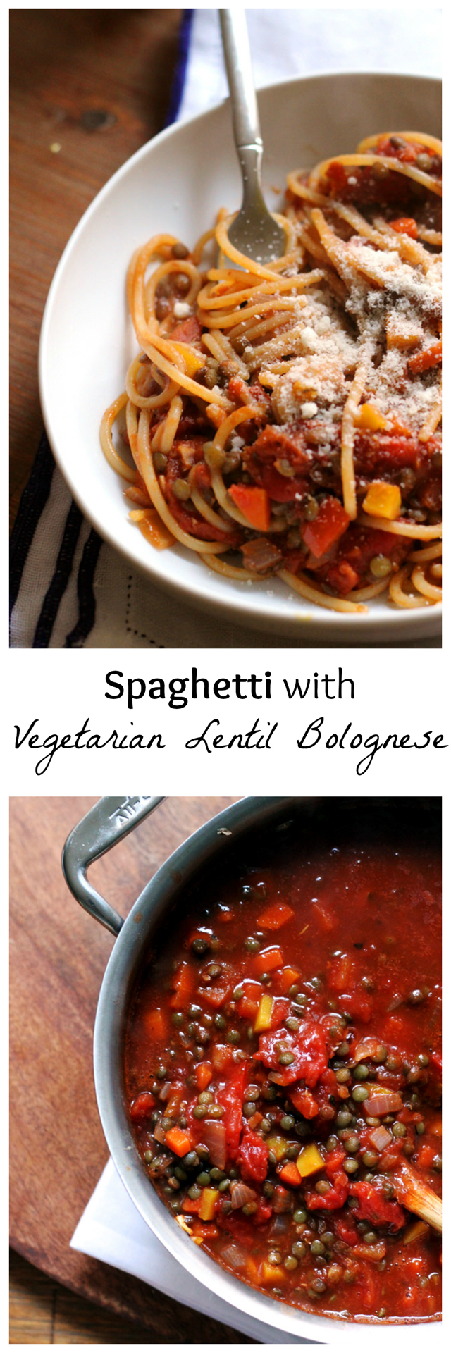 spaghetti with vegetarian lentil bolognese