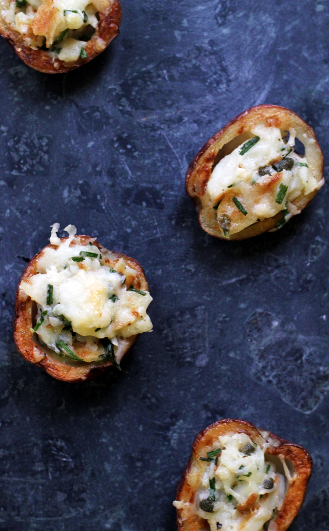 lemon caper parmesan potato salad bites