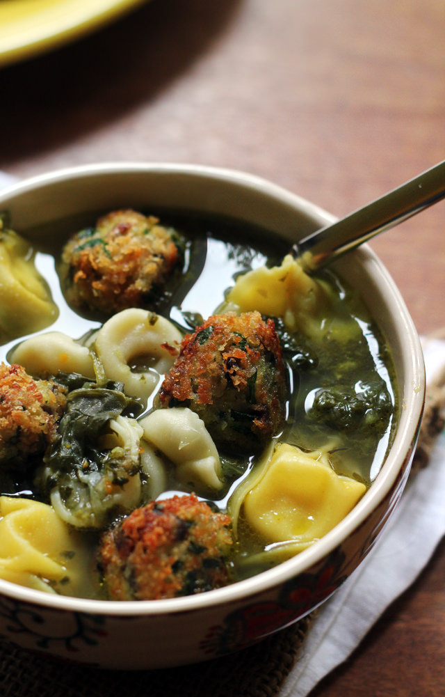 Italian wedding soup with veggie balls