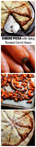 cheese pizza with spicy roasted carrot sauce