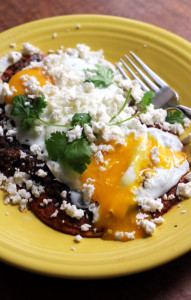 huevos rancheros with salsa roja