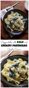 pappardelle with kale and creamy parmesan garlic sauce