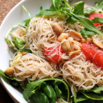 rice noodle salad with grapefruit and peanuts