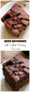 beer brownies with salted whiskey caramel
