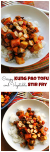 crispy kung pao tofu and vegetable stir fry