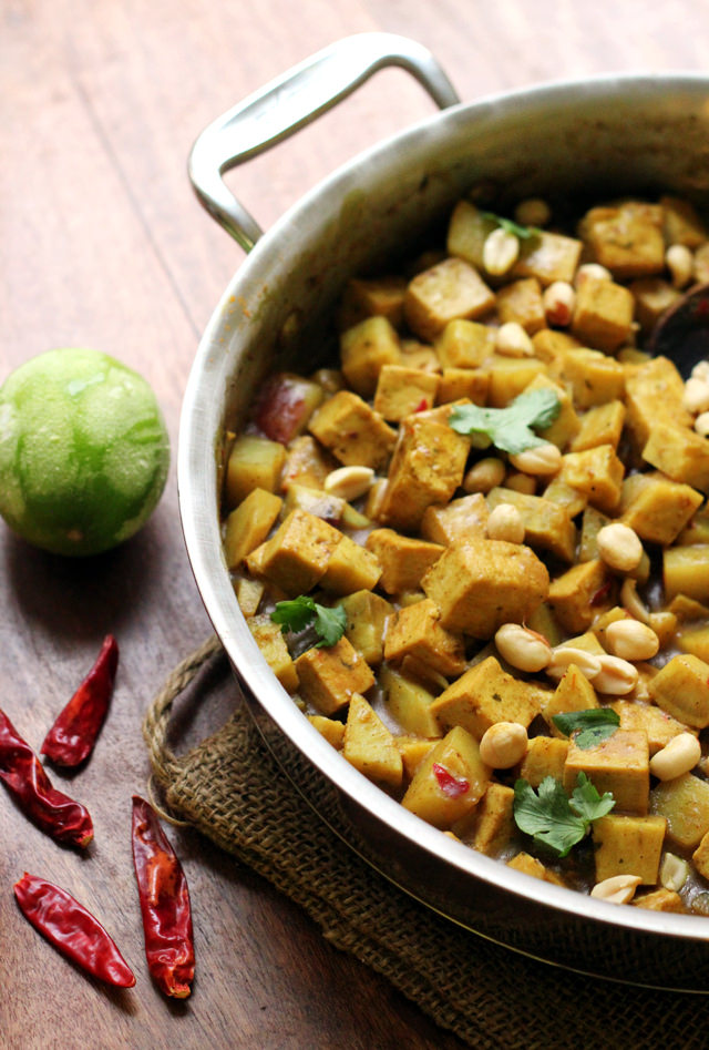 massaman curry with peanuts, potatoes, and cardamom