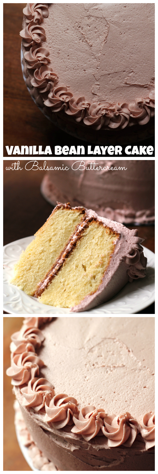 vanilla bean layer cake with balsamic buttercream