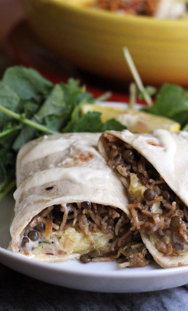 Middle Eastern Lentil, Rice, and Caramelized Onion Burritos | Joanne ...