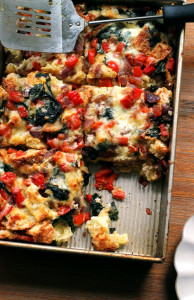 vegetable and cheddar strata