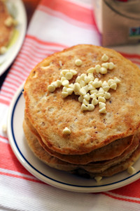 white chocolate macadamia nut pancakes