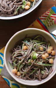 tahini miso and cucumber soba noodles