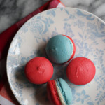 red, white, and blue macarons