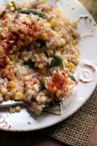 roasted corn and poblano risotto