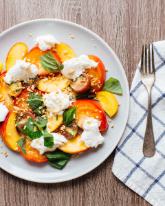 Burrata, Peach, and Tomato Salad
