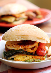 halloumi and roasted summer vegetable sandwiches