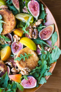 Fig and Fried Goat Cheese Salad with Nectarine Vinaigrette