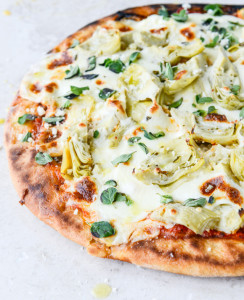cheesy artichoke skillet flatbread
