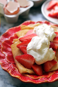 Buttermilk Crepes with Honey Mascarpone Greek Yogurt Cream