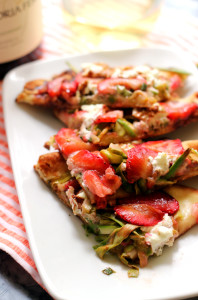 Shaved Asparagus, Strawberry, and Goat Cheese Flatbreads