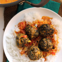 Lentil Quinoa Meatballs with Coconut-Fenugreek Sauce