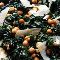 Mozzarella and Kale Caesar Pizza with Crispy Chickpeas